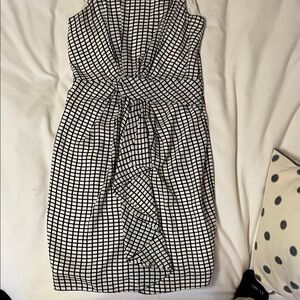 Badgley Mischka Black and White Grid Midi Dress